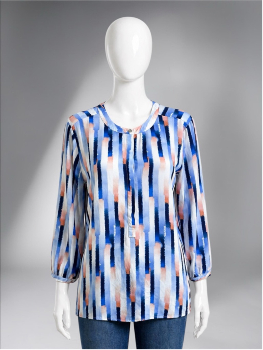 JM Collection Printed Pleated-Back Blouse – Size L